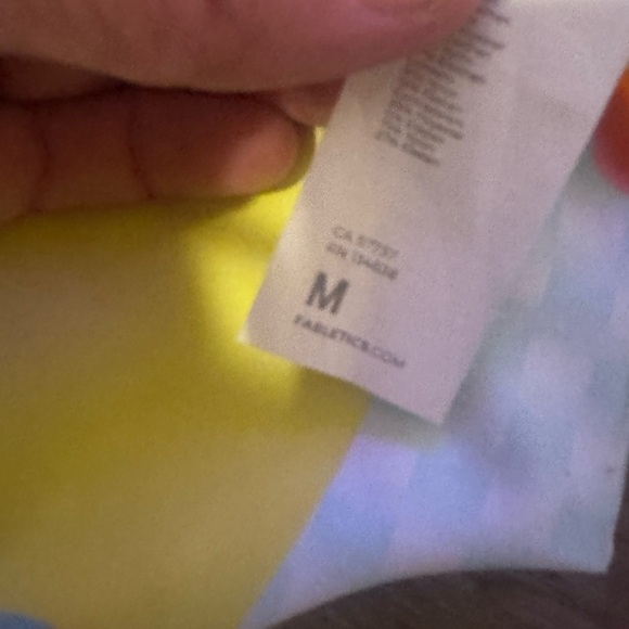 Fabletics Pink and Yellow Graphic Crop Tank Top size medium built in bra - Picture 3 of 3